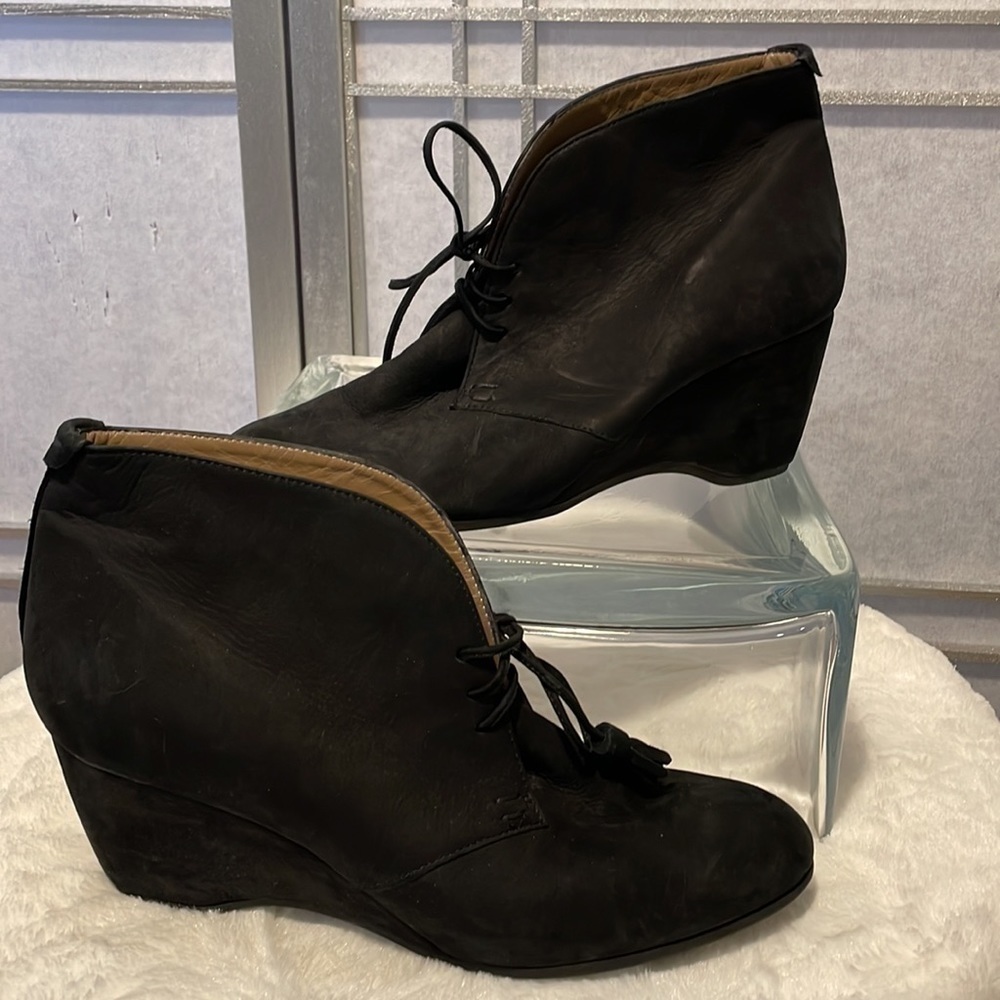 Nwot Anyi Liu Black Suede Tie Up Ankle Boots Size 8.5 - Picture 1 of 6